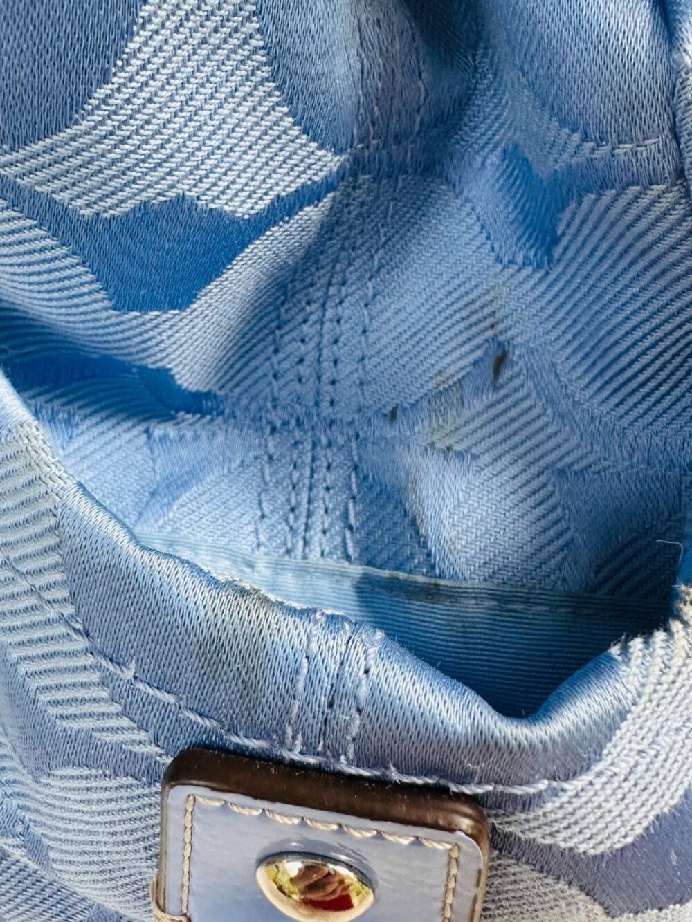 Coach Kyra Daisy Signature Backpack Blue Jacquard Flower Charm F16556 Rare Y2K - Picture 10 of 16